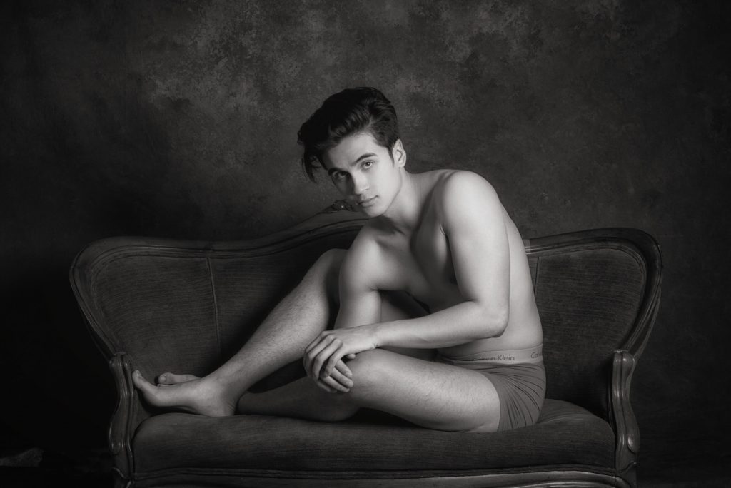 Gay couples boudoir photography Houston — black and white couple's session by Trey Fox