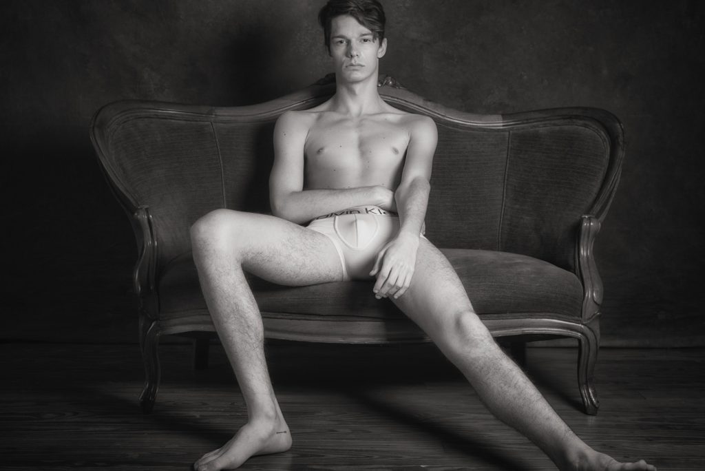 Gay couples boudoir photography Houston - black and white session by Trey Fox